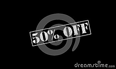 rubber stamp 50 fifty percent % off on a black background Stock Photo