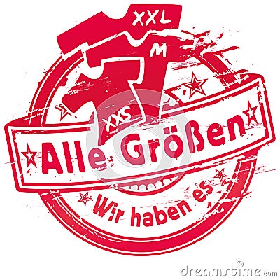 Rubber stamp we have clothes in all sizes Vector Illustration