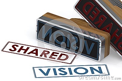 Rubber stamp with shared vision word Stock Photo