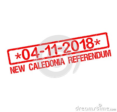 Rubber stamp with text New Caledonia referendum 2018 Cartoon Illustration