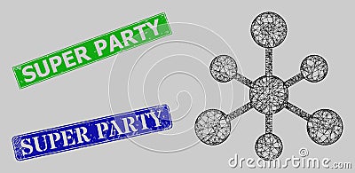 Rubber Super Party Seals and Net Linked Hub Mesh Vector Illustration