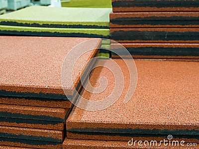 Rubber tiles made from pressed crumbs Stock Photo