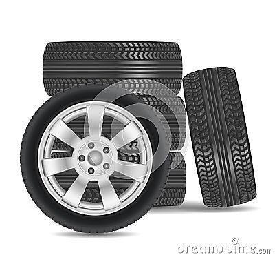 Rubber tire icon on white background Vector Illustration