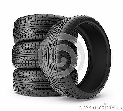 Rubber tire. Wheel 3D, Icon Stock Photo