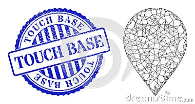 Rubber Touch Base Badge and Network Map Marker Mesh Vector Illustration