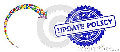 Rubber Update Policy Stamp Seal and Colored Collage Rotate Forward Vector Illustration
