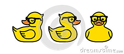 Rubber yellow duck in sunglasses icon isolated Vector Illustration