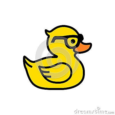 Rubber yellow duck in sunglasses icon isolated Vector Illustration