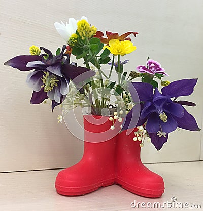 rubberboots with flowers Stock Photo