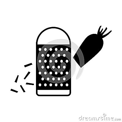 Rubbing, chopping carrot using grater Vector Illustration