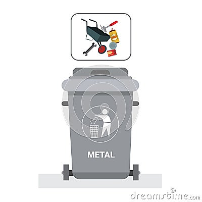 Rubbish Container For Metal Waste Icon Recycle Sorting Garbage Concept Logo Vector Illustration