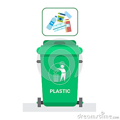Rubbish Container For Plastic Waste Icon Recycle Sorting Garbage Concept Logo Vector Illustration