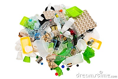 rubbish prepared for recycling isoalted on white Stock Photo