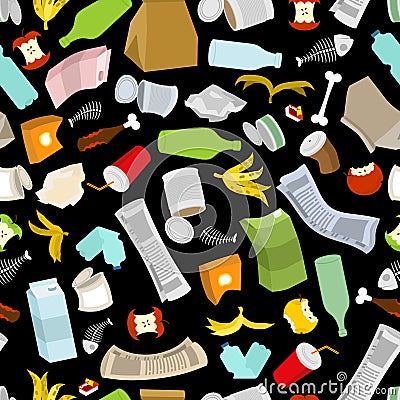 Rubbish seamless pattern. Garbage texture. trash ornament. dirty Vector Illustration