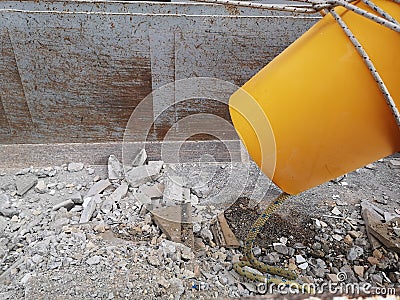 Rubble drain pipe in the collector Stock Photo