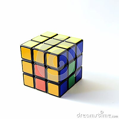 Rubik cube pattern. Blue, yellow, red, ogange, green Editorial Stock Photo