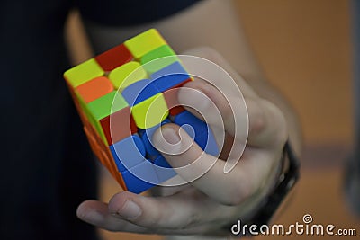 Speedcubing competition in the city of Madrid, in Spain Editorial Stock Photo