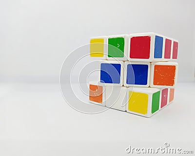 Rubik`s Cube with Different Color Editorial Stock Photo