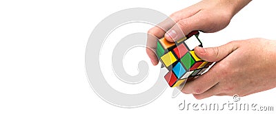 Rubik s cube in hand Editorial Stock Photo