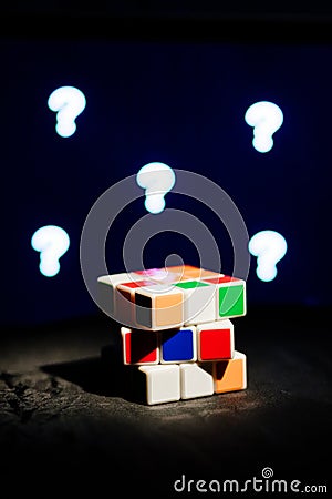 rubik's cube riddle Intellectual ideas Editorial Stock Photo