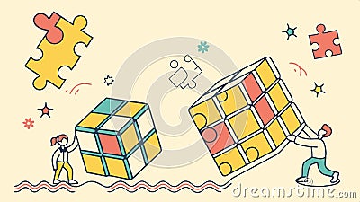 Rubik's cube solved, puzzle complete, success, and problem resolution icon. Vector Design, Generative AI Vector Illustration