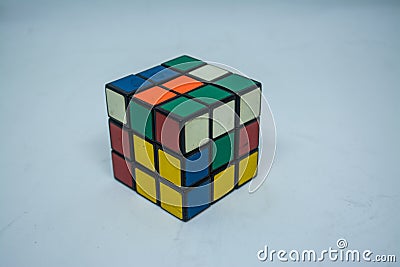 Rubik`s cube that is a toy for leisure or competition Editorial Stock Photo