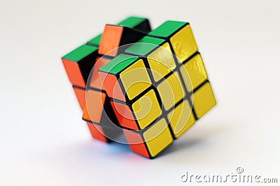 Rubik's cube on white background Editorial Stock Photo