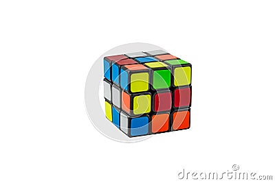 Rubik`s Cube - white isolation Editorial Stock Photo
