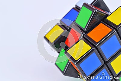 Rubik`s cubes on white background Editorial Stock Photo