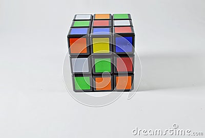 Rubik`s cubes on white background Editorial Stock Photo