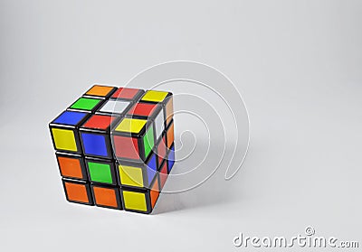 Rubik`s cubes on white background Editorial Stock Photo