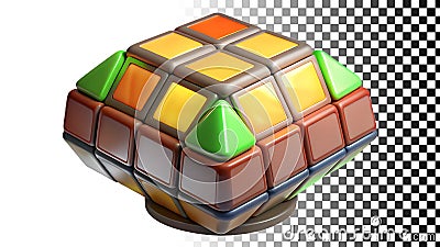 Rubiks cube puzzle toy brain teaser game fun activity png transparent image Generative AI Stock Photo