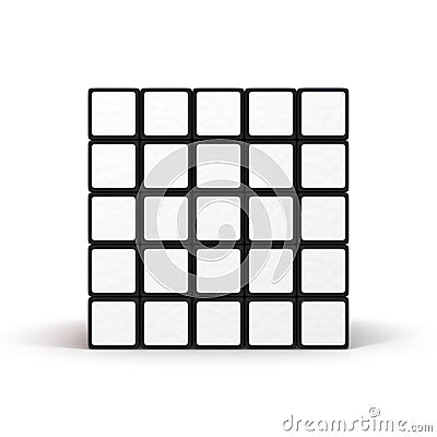 Rubiks Cube 5x5 on white. 3D illustration Cartoon Illustration
