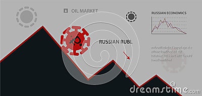 Rubl and virus icon. Recession and recovery in the economy Vector Illustration