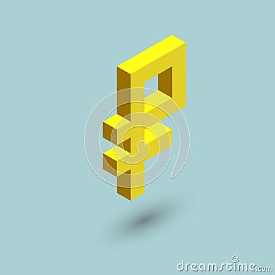 Ruble sign cubes form, isometric russian currency sign, vector illustration Vector Illustration