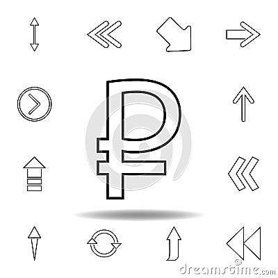 ruble symbol icon. Thin line icons set for website design and development, app development. Premium icon Stock Photo
