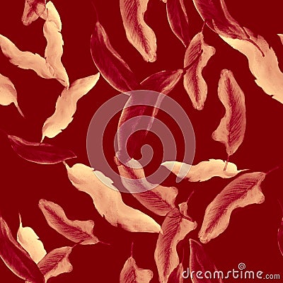 Ruby Banana Illustration. Scarlet Seamless Texture. Stock Photo