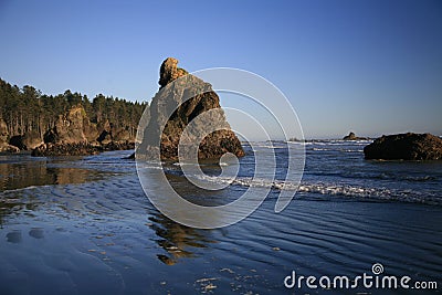 Ruby Beach Rock Formation late afternoon Washington Stock Photo