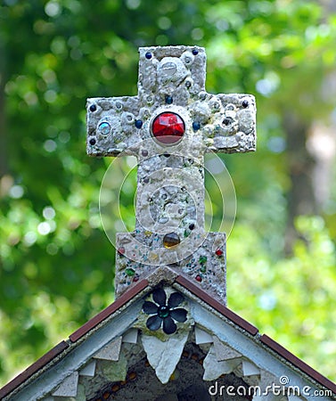 Ruby Centered Cross Stock Photo