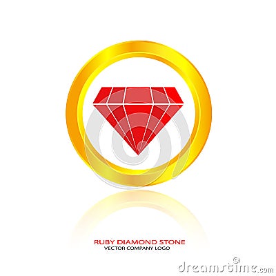 Ruby diamond stone Vector Illustration