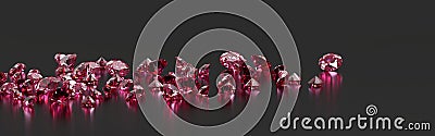 Ruby diamond topaz Gem placed on glossy background 3d rendering soft focus Stock Photo