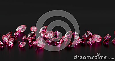 Ruby diamond topaz Gem placed on glossy background 3d rendering soft focus Stock Photo