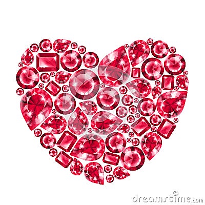 Ruby gem heart, isolated Stock Photo