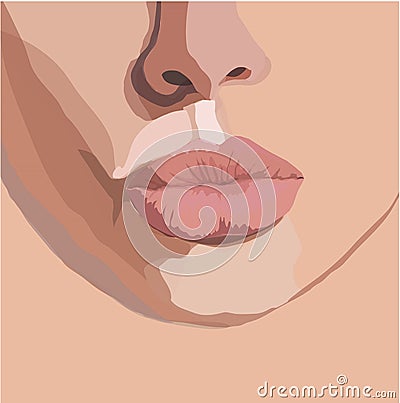 Ruby gentle bow lips Vector Illustration