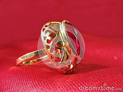 Ruby gold ring Stock Photo