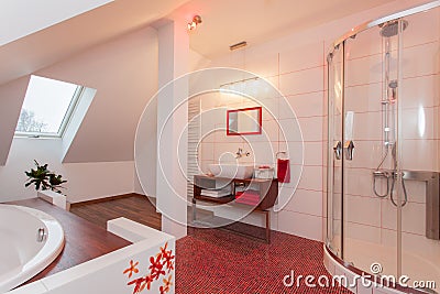 Ruby house - Bathroom in the attic Stock Photo