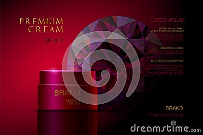 Ruby Premium cosmetic ads cream. skin care. 3d realistic illustration Cartoon Illustration