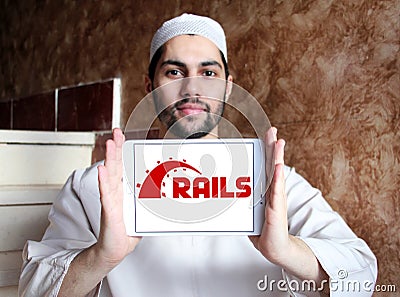 Ruby on Rails web application framework logo Editorial Stock Photo