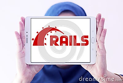 Ruby on Rails web application framework logo Editorial Stock Photo