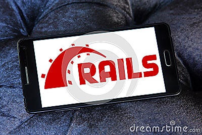 Ruby on Rails web application framework logo Editorial Stock Photo